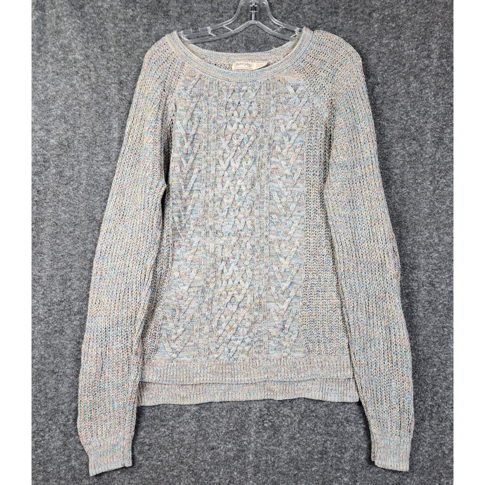 Faded Glory Cable Knit Sweater Womens XXL 20 Light Multi Pastel‎ Raglan Pullover